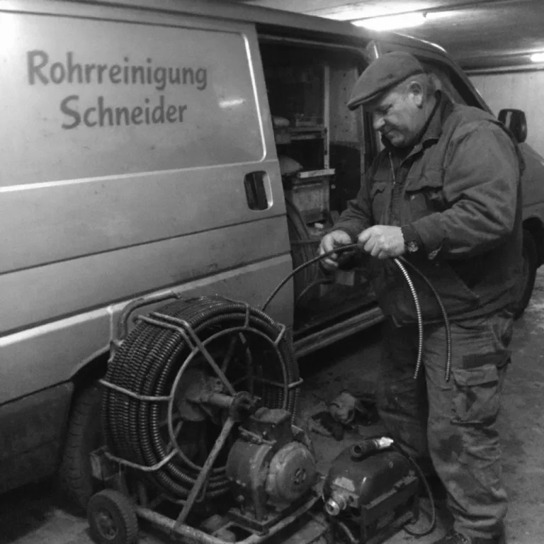 Meister Jens Schneider bei der Vorbereitung für eine Mechanische Abflussreinigung im Kundenauftrag.